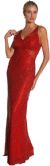 Fully Beaded Slim Cut Formal Dress in Red color